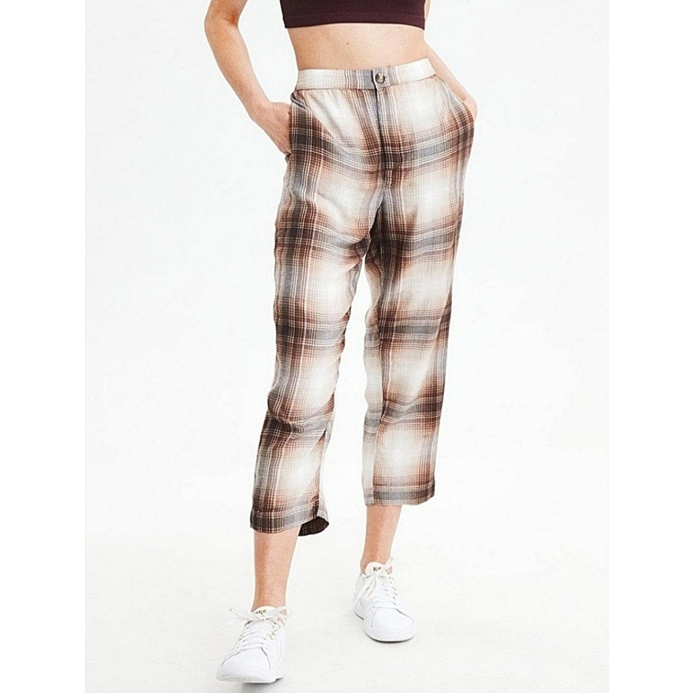 American Eagle Plaid Pull on Pants